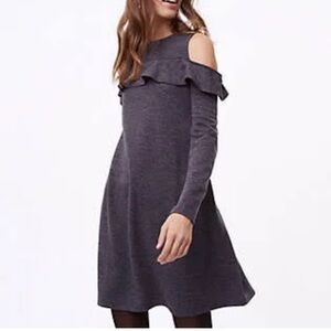 New Loft Gray Cold Shoulder Dress size L